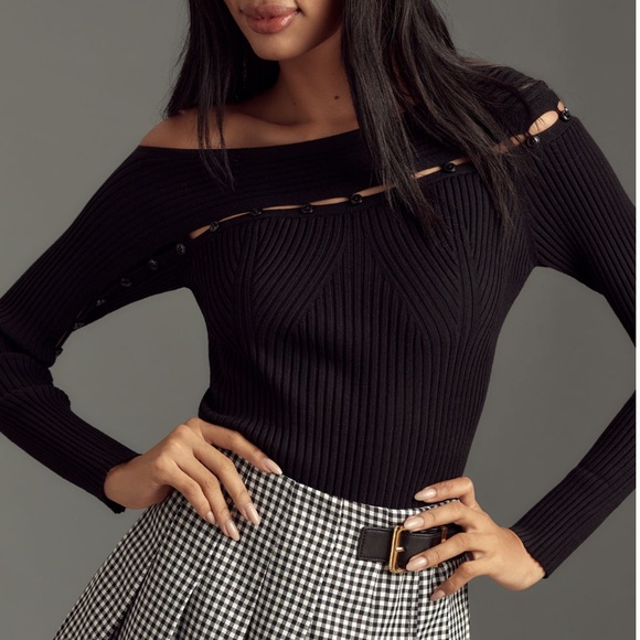 Anthropologie Sweaters - Anthropologie Black Off-Shoulder Sweater